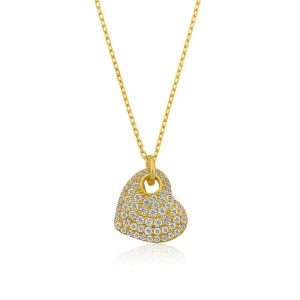 Gümüş Gold Kalp Bayan Kolye