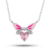 Gümüş Pembe Kalp Peri Kanatlı Kolye