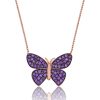 Gümüş Rose Mor Kelebek Bayan Kolye
