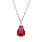 Gümüş Kırmızı Topaz Damla Kolye