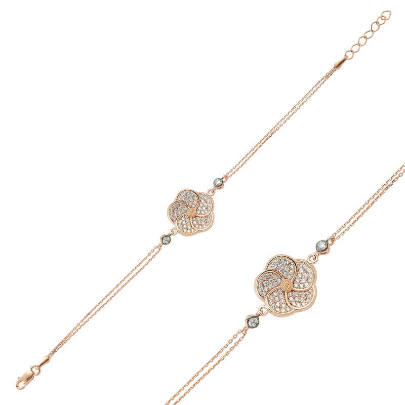 Gümüş Rose Papatya Bayan Bileklik