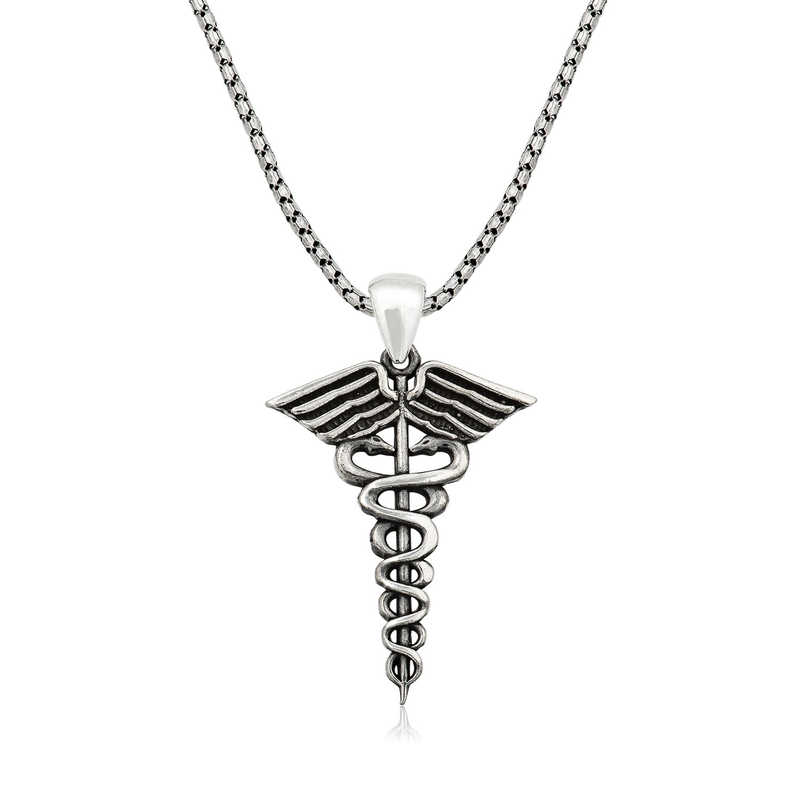 Gümüş Tıp Sembolü Kadüse Kolye