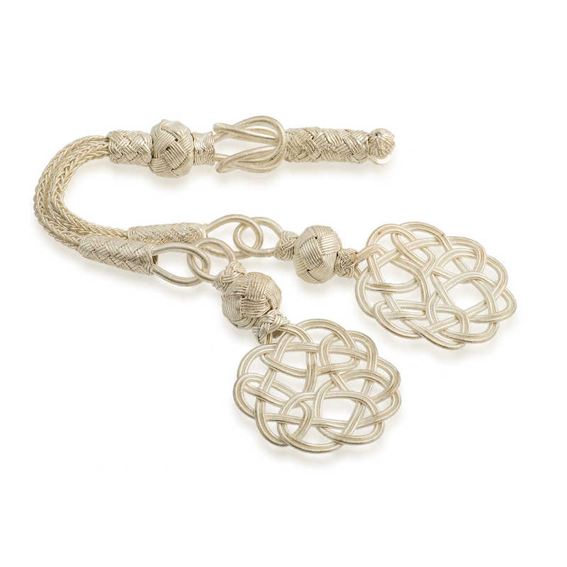 Gümüş Trabzon Örmesi Çift Başlı Kazaz Tesbih Püskülü