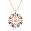 Gümüş Rose Etnik Desenli Madalyon Kolye