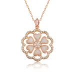 Gümüş Rose Kalp Çiçek Bayan Kolye