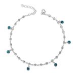 ​Gümüş Sıralı Zirkon Taşlı Nazarlı Rodyum Halhal