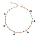 ​Gümüş Sıralı Zirkon Taşlı Nazarlı Rose Halhal