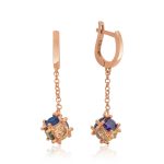 Gümüş Zincirli Renkli Taşlı Küp Küpe