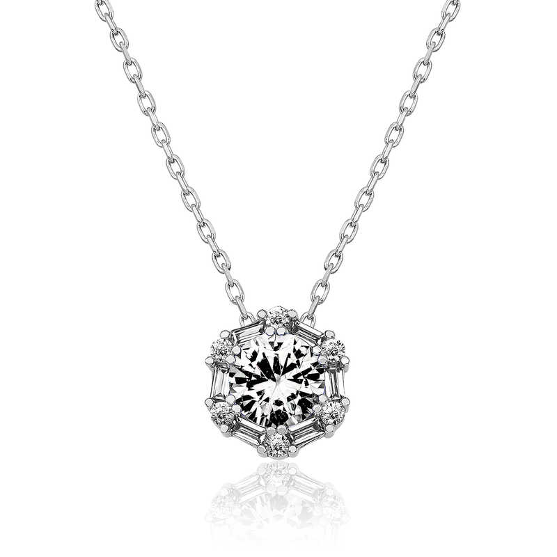 Gümüş Buz Beyazı Baget Taşlı Bayan Kolye