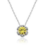 ​​Gümüş Buğday Sarısı Baget Taşlı Bayan Kolye