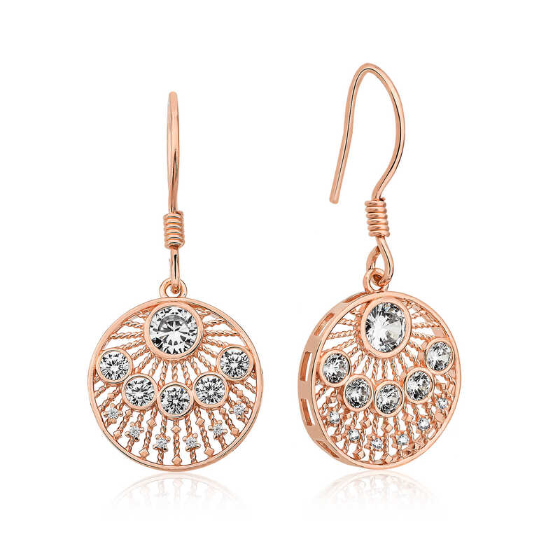 Gümüş Rose Etnik Desenli Bayan Küpe