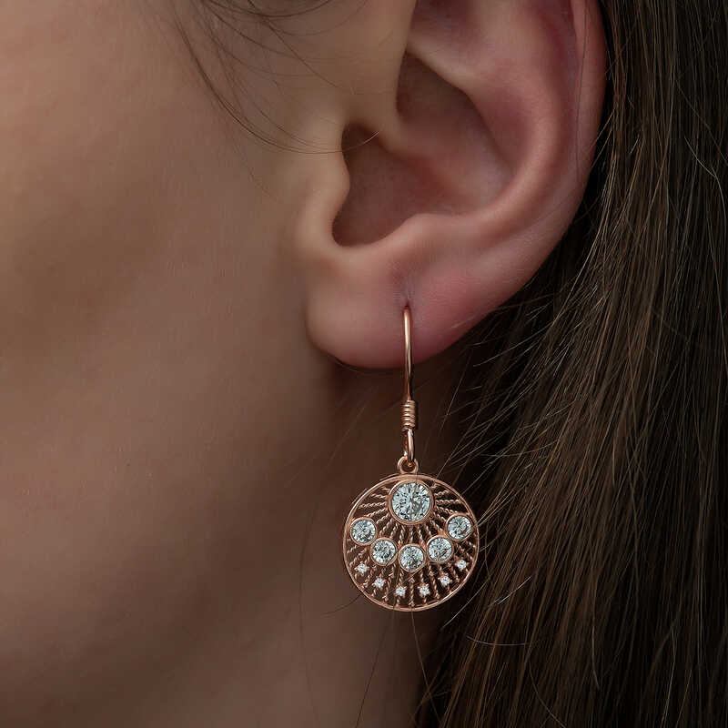 Gümüş Rose Etnik Desenli Bayan Küpe