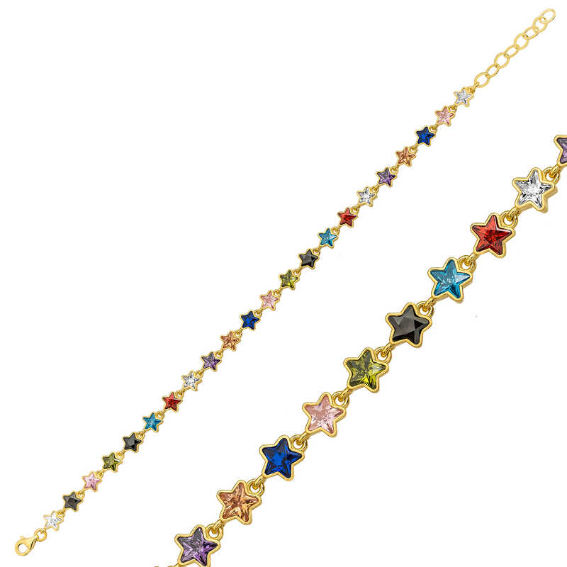 Gümüş Gold Renkli Yıldız Bayan Bileklik