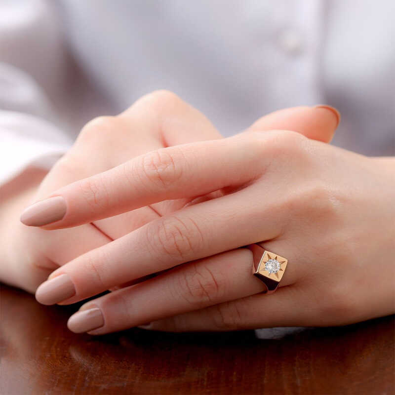 Gümüş Ayarlanabilir Rose Kutup Yıldızı Şovalye Yüzük