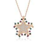 Gümüş Rose Parlayan Yıldız Kolye