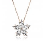 Gümüş Rose Beyaz Kamelya Çiçeği Kolye