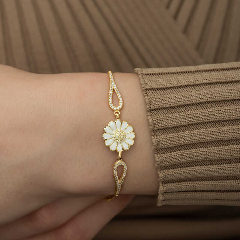 Gümüş Gold Papatya Bileklik