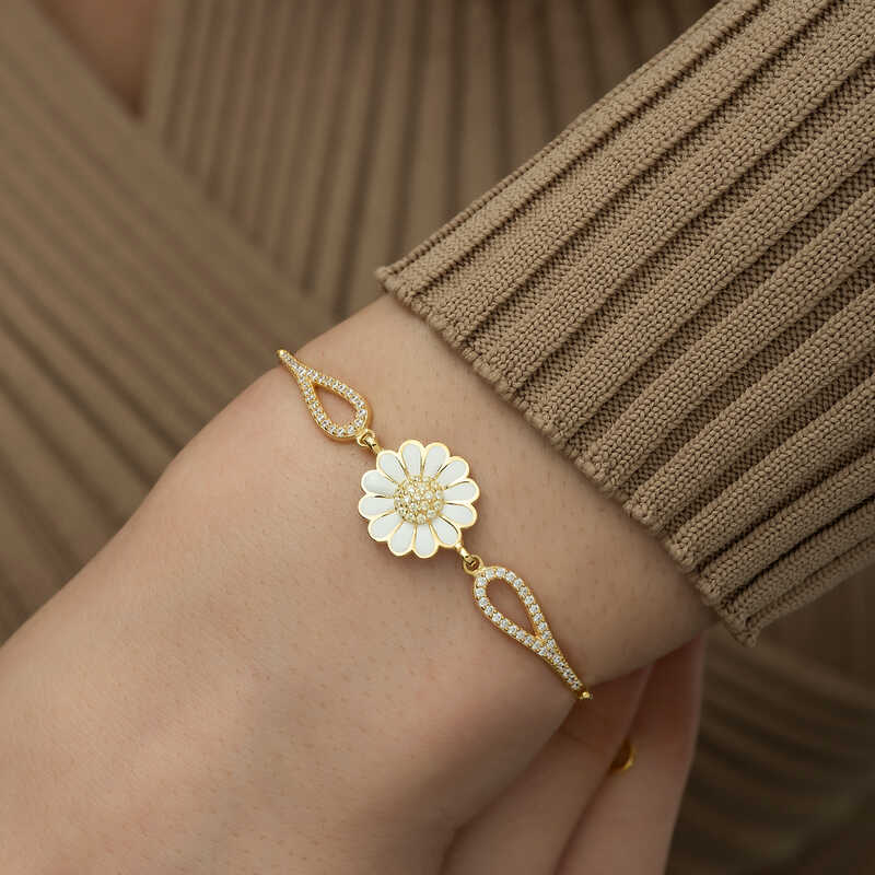 Gümüş Gold Papatya Bileklik