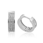 Gümüş Sıra Taşlı Halka Küpe