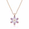 Gümüş Rose Lila Lotus Çiçeği Kolye