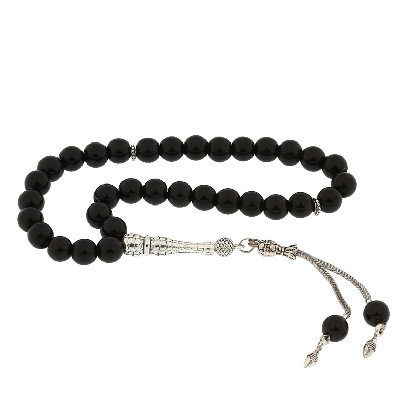 Doğaltaş Metal Püsküllü Oniks Taşı Tesbih