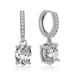 ​Gümüş Halka Oval Tek Taş Küpe