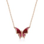 Gümüş Rose Minimal Kelebek Bayan Kolye