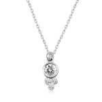 Gümüş Çiğ Damlası Yuvarlak Tektaş Bayan Kolye