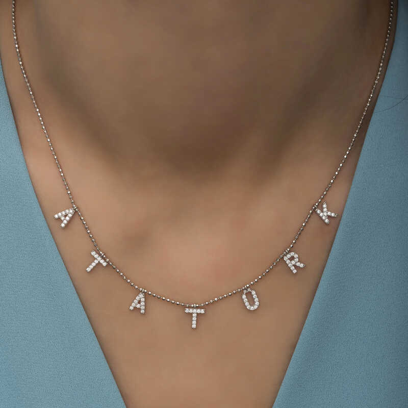 Gümüş Atatürk Yazılı Bayan Kolye