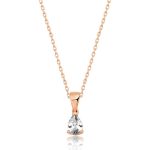 ​Gümüş Rose Damla Taş Kolye