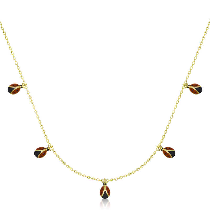 Gümüş Gold Uğur Böceği Şans Kadın Kolye