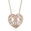 Gümüş Rose Bombeli Kalp Kadın Kolye