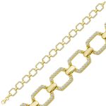 Gümüş Gold Kare Taşlı Kadın Bileklik