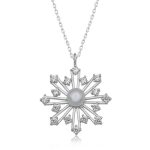 Gümüş İncili Kar Tanesi Kadın Kolye