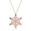 Gümüş Rose Renkli Taşlı Kar Tanesi Kadın Kolye