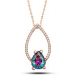 Gümüş Rose Mistik Topaz Taşlı Damla Kadın Kolye