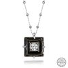Swarovski Crystal Taşlı Top Zincir Siyah Elmas Gümüş Kadın Kolye