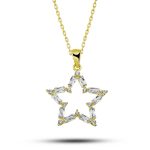 ​Gümüş Gold Baget Taşlı Yıldız Kadın Kolye