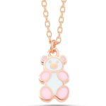 Gümüş Rose Renkli Ayıcık Kadın Kolye
