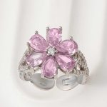 Gümüş Pembe Sevgi Çiçeği Kadın Yüzük