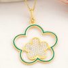 Gümüş Gold Çiçek Desenli Kadın Kolye