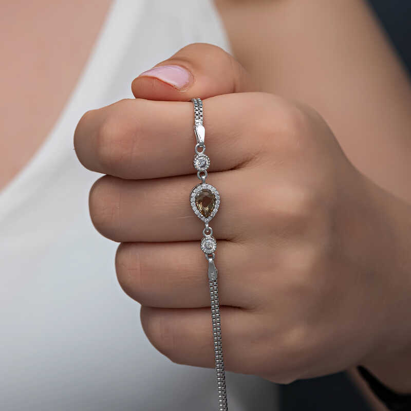 Gümüş Damla Zultanit Taşlı Kadın Bileklik