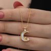Gümüş Gold Ay Yıldız Kadın Kolye