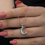Gümüş Ay Yıldız Kadın Kolye
