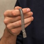 Gümüş Oksitli İşlemeli Erkek Bileklik