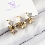 Pirinç Zirkon Taşlı 3'lü Halka Yıldız Model Gold Ve Gümüş Renk Kadın Küpe