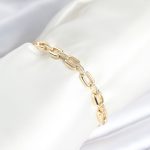 Pirinç Gold Renk Kare Zincir Model Zirkon Taşlı Kadın Bileklik