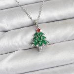 316L Çelik Zincir Gümüş Renk Çam Ağacı Model Yılbaşı Temalı Kadın Kolye