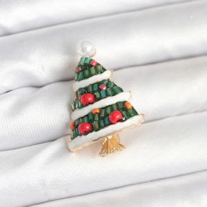 Süslü Çam Ağacı Model Yılbaşı Temalı Broş