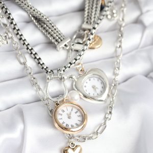 Otantik Gümüş Renk Kadın Kolye Kombini